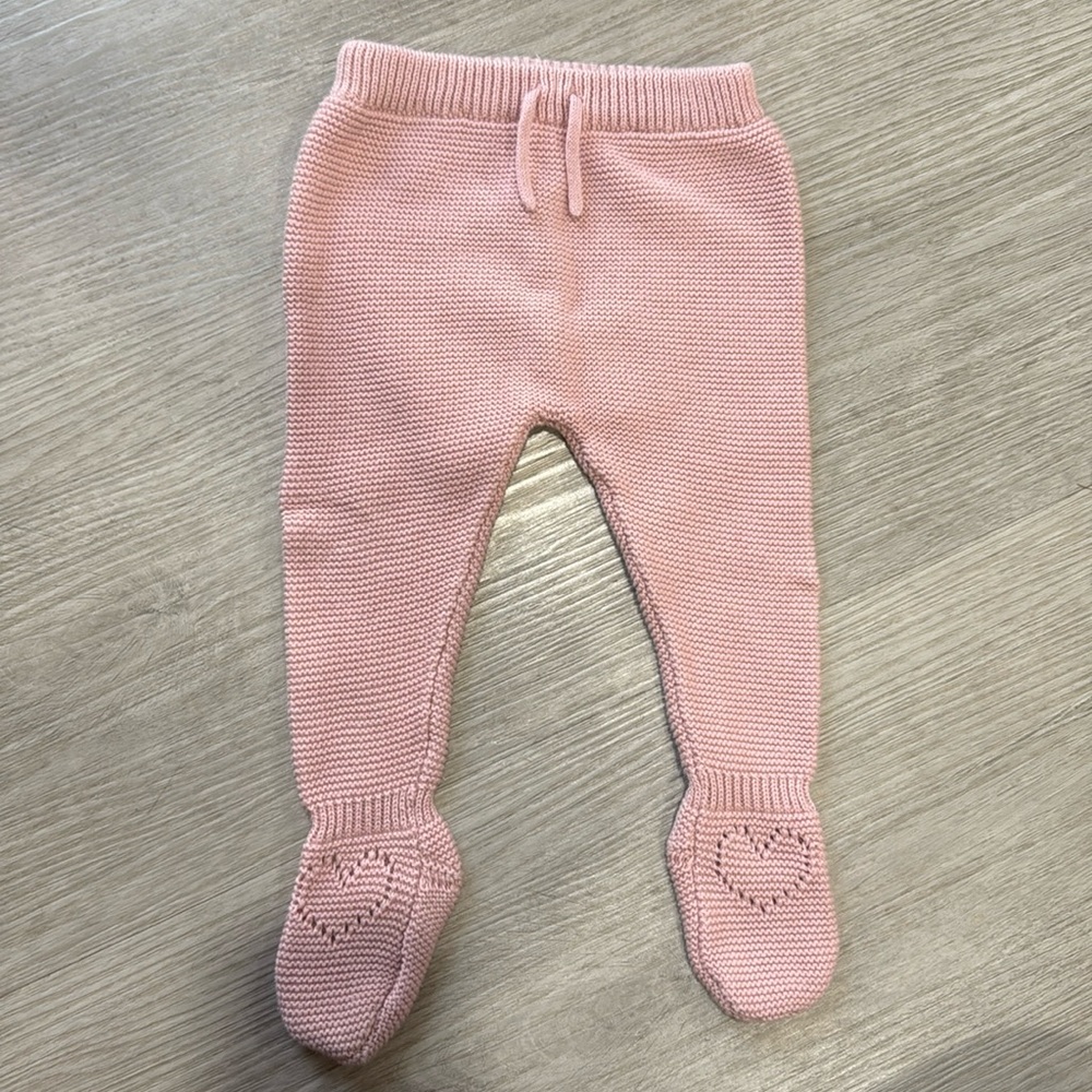 Sfera Baby Crochet Footed Cotton Leggings With Heart Details On Feet